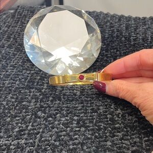 Rustic Cuff Gold Bracelet with Red Accent and bow